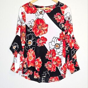 Alfani Floral Black Rust Women's Tunic Size Small